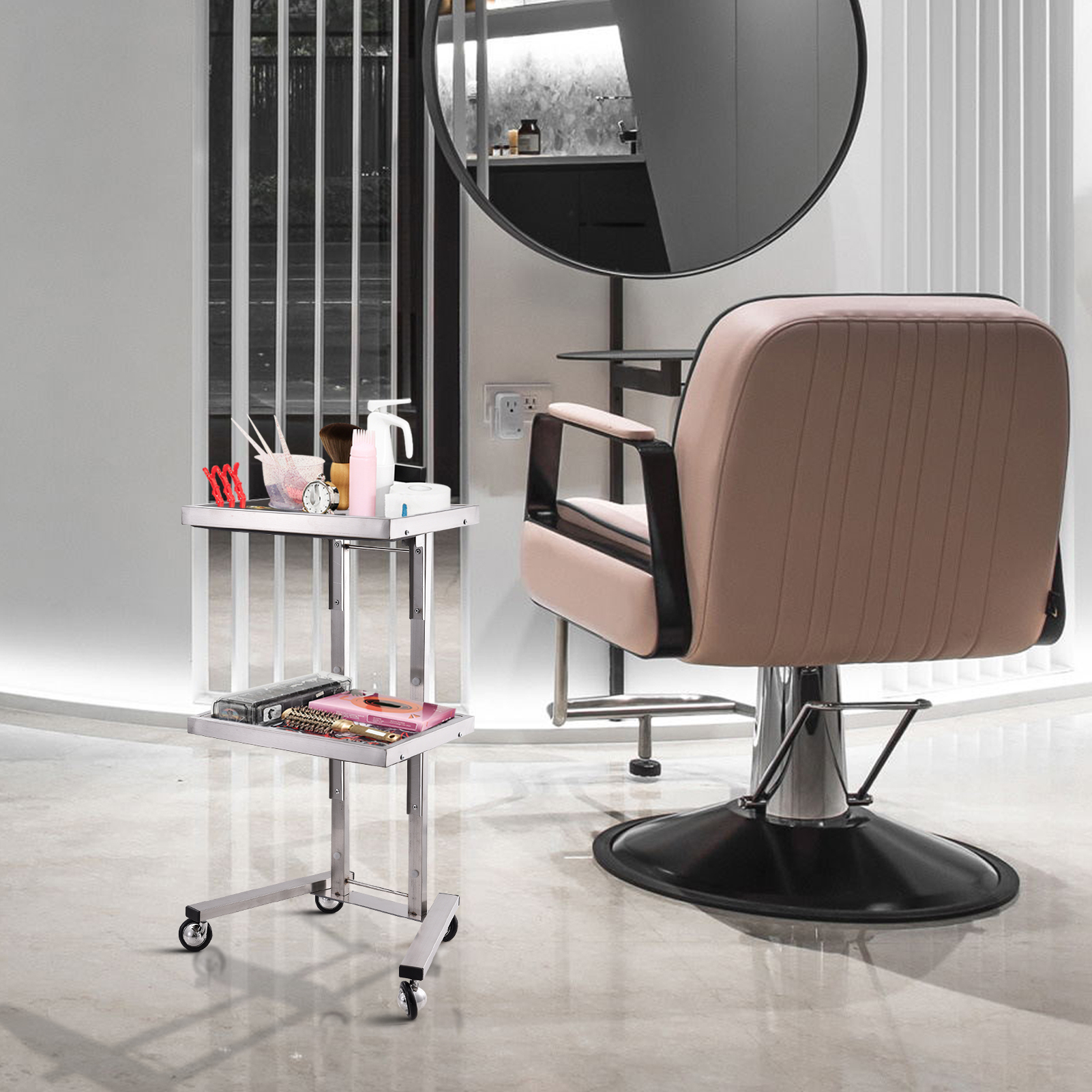 Commercial Kitchen On Wheels - Salon Rolling Cart | 2 Tier