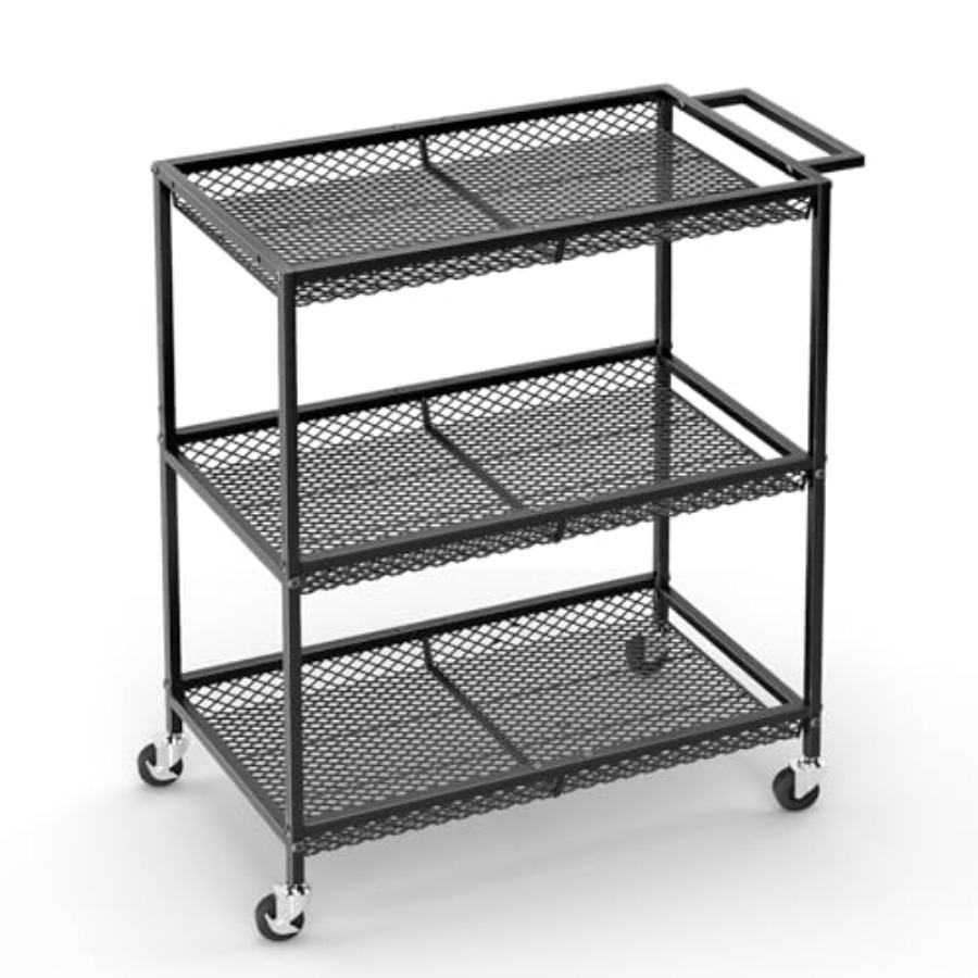 Commercial Kitchen On Wheels - 3 Tier Rolling Utility Kitchen Cart,