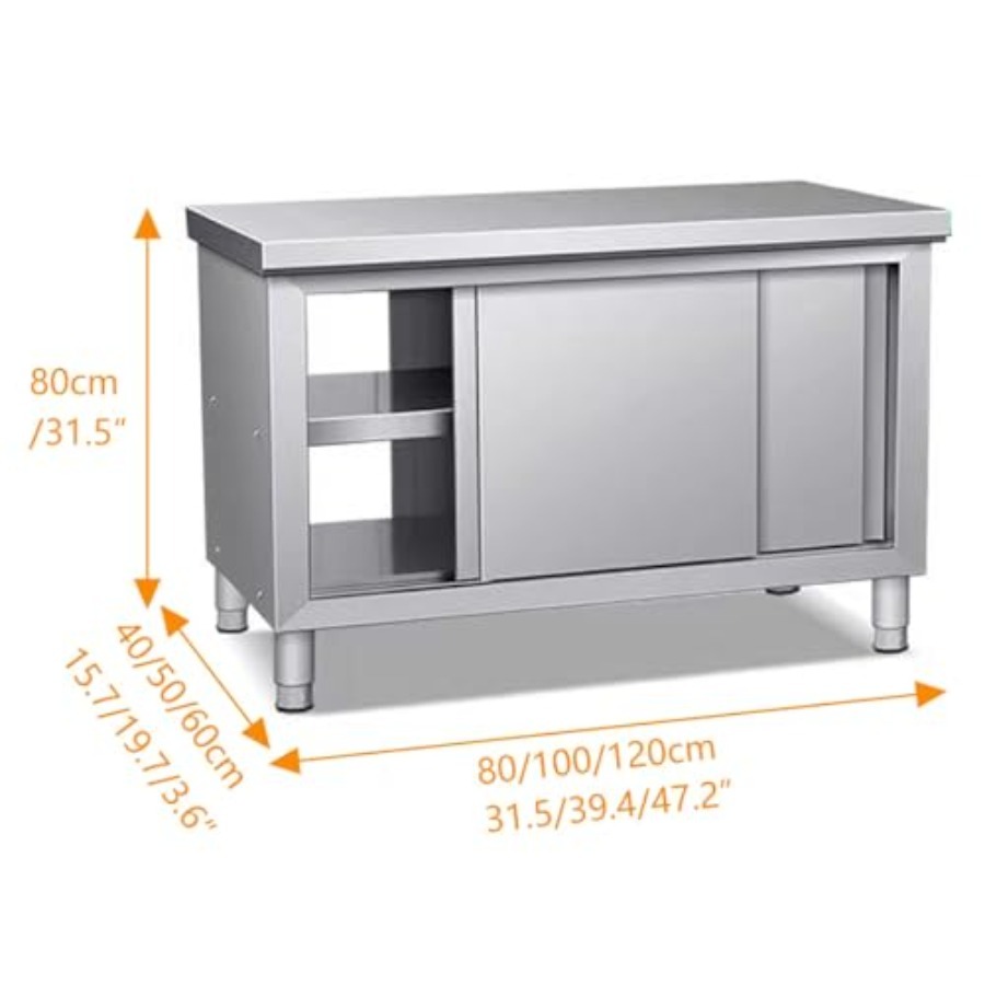 Sliding Double Door Work Table - Commercial Kitchen Prep Table With Storage recensie en prijs