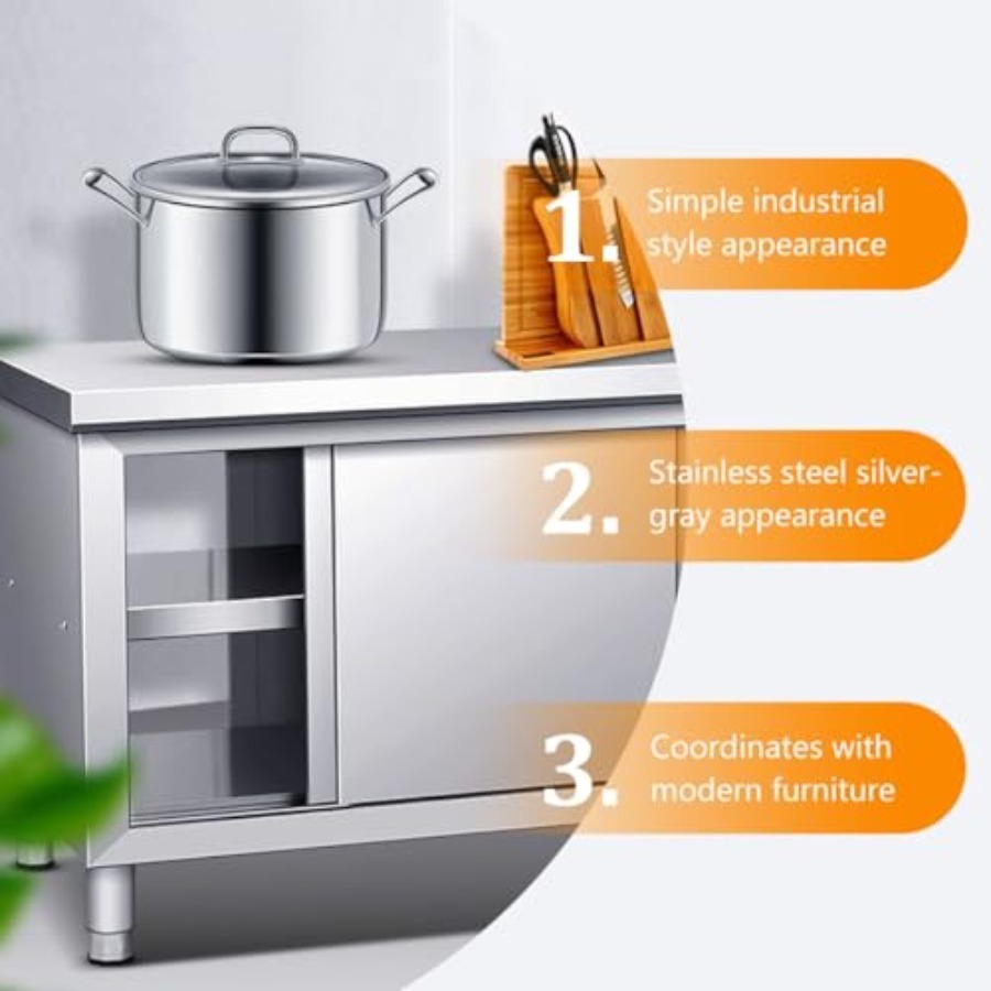 Sliding Double Door Work Table - Commercial Kitchen Prep Table With Storage recensie en prijs