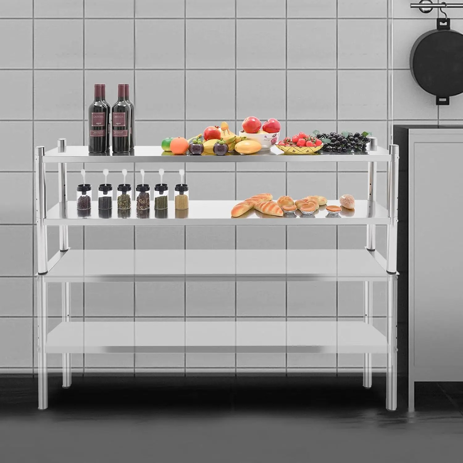 Stainless Steel Double Tier Ov - Commercial Kitchen Prep Table With Storage recensie en prijs