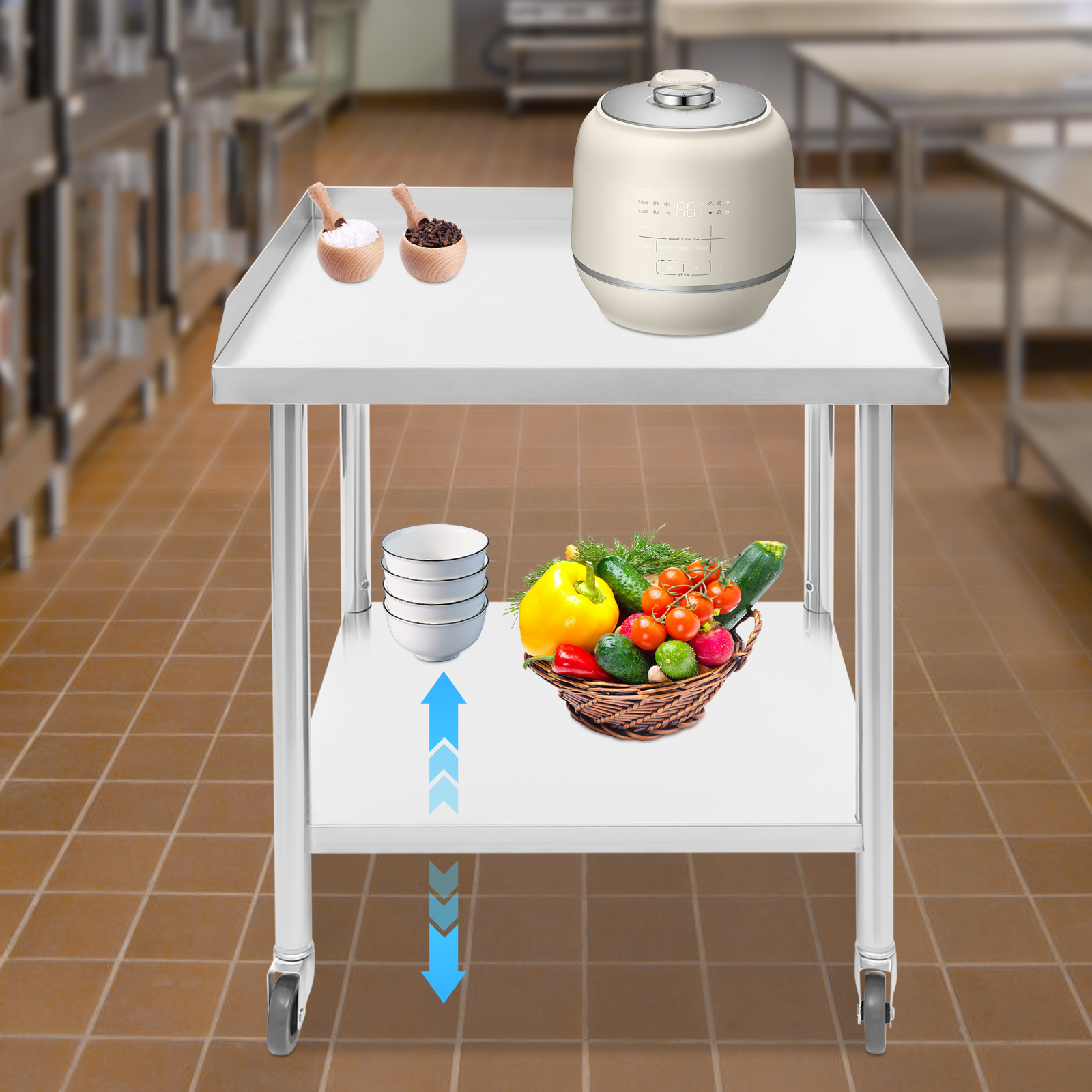 2 Tier Stainless Steel Work Ta - Commercial Kitchen Prep Table With Storage recensie en prijs