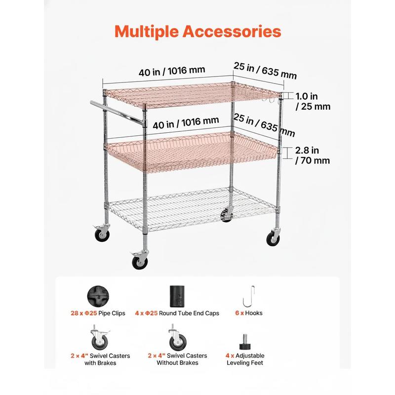 Kitchen Utility Cart, 3 Tier H - Commercial Kitchen On Wheels recensie en prijs