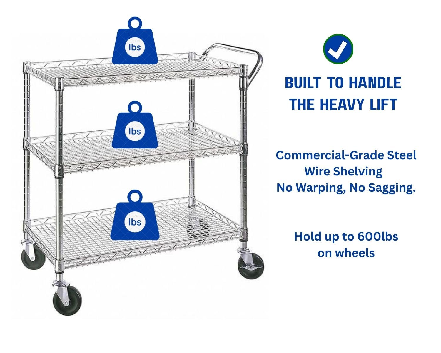 Heavy Duty 3 Tier Rolling Util - Commercial Kitchen On Wheels recensie en prijs