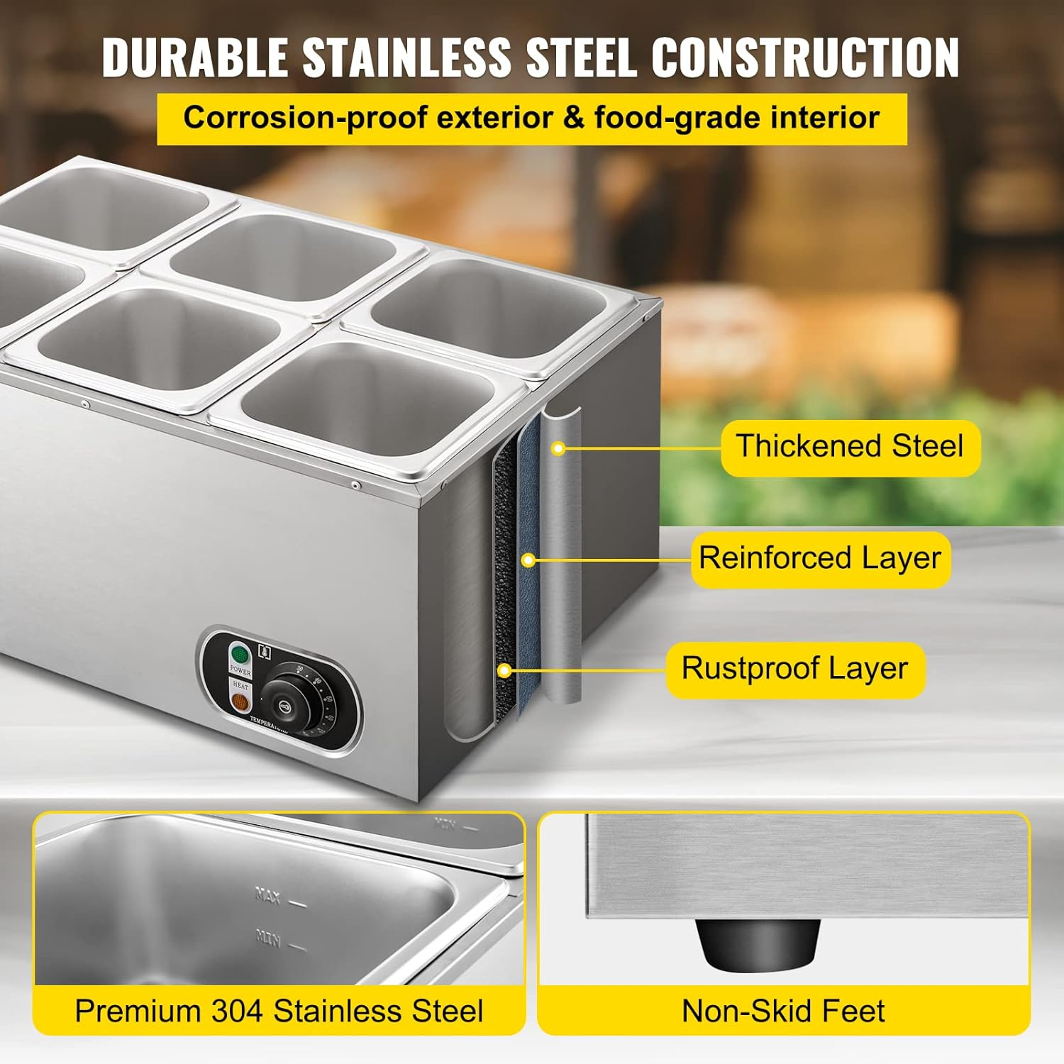 6 Tanks Commercial Bain Marie  - Bain Marie Food Warmer recensie en prijs