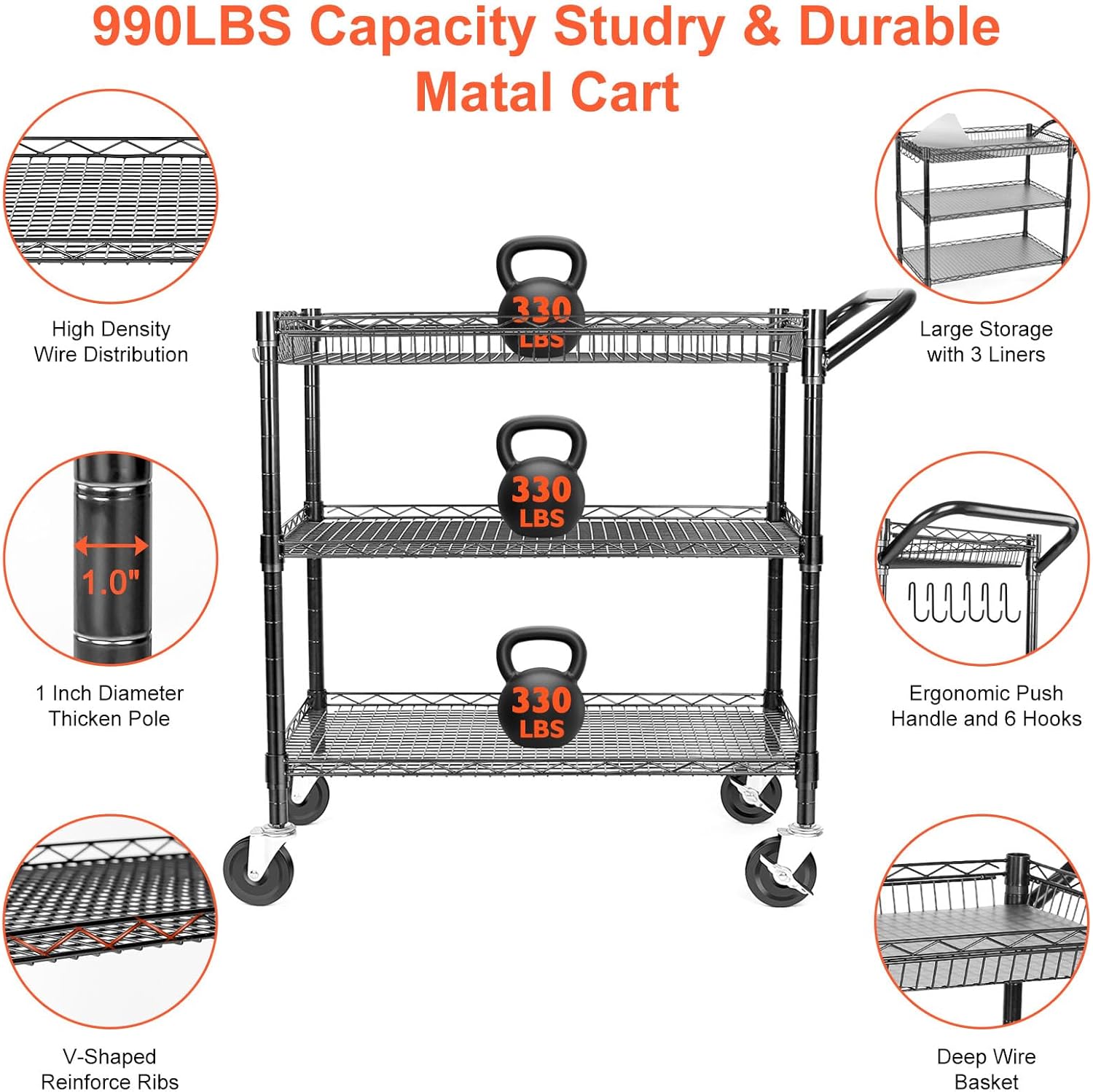 Heavy Duty Utility Cart, 990Lb - Commercial Kitchen On Wheels recensie en prijs